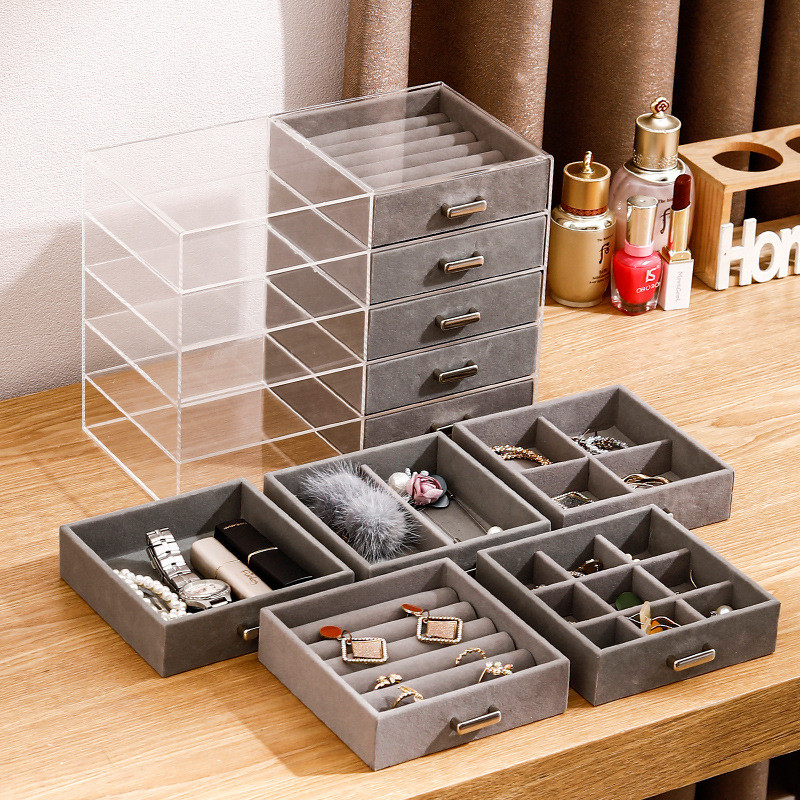 Akril átlátszó ékszertároló doboz asztali kijelzős többrétegű ékszertartó doboz kozmetikai kirakat kóbor gyerekeknek
