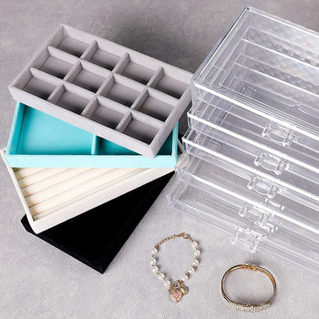 Διαφανές ακρυλικό κουτί αποθήκευσης κοσμημάτων Organizer για κορίτσια σκουλαρίκια Θήκη κοσμηματοπωλείου Δαχτυλίδι Πλαστική οθόνη θήκης αποθήκευσης