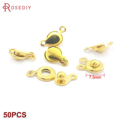 7,5 мм 9 мм златен цвят сребърен цвят месинг или желязо кръгли копчета закопчалки гривни закопчалки Направи си сам бижута находки аксесоари на едро