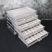 Akrilo papuošalų dėžutės Organizatorius Asmeniniai auskarai Kaklo papuošalai Žiedas laikymo dėžutė Pasiklydusių vaikų papuošalų dėžutė moterims stendas