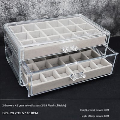 Akrilo papuošalų dėžutės Organizatorius Asmeniniai auskarai Kaklo papuošalai Žiedas laikymo dėžutė Pasiklydusių vaikų papuošalų dėžutė moterims stendas