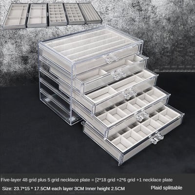 Akrilo papuošalų dėžutės Organizatorius Asmeniniai auskarai Kaklo papuošalai Žiedas laikymo dėžutė Pasiklydusių vaikų papuošalų dėžutė moterims stendas