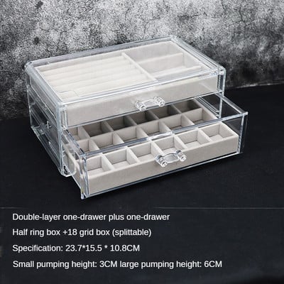 Akrilo papuošalų dėžutės Organizatorius Asmeniniai auskarai Kaklo papuošalai Žiedas laikymo dėžutė Pasiklydusių vaikų papuošalų dėžutė moterims stendas