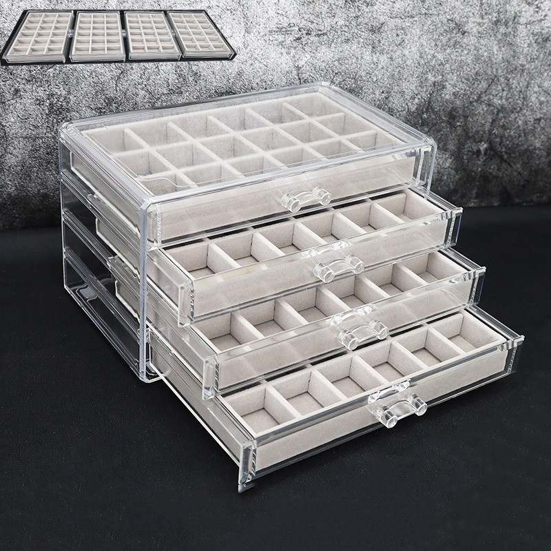 Akrilo papuošalų dėžutės Organizatorius Asmeniniai auskarai Kaklo papuošalai Žiedas laikymo dėžutė Pasiklydusių vaikų papuošalų dėžutė moterims stendas