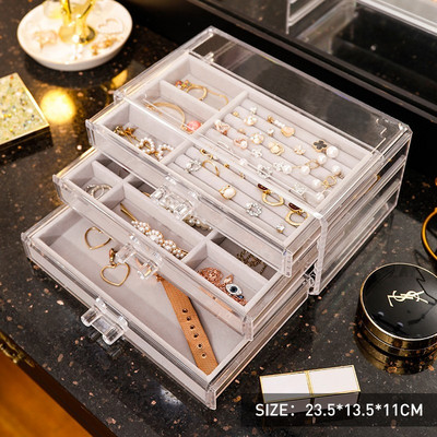 Luksuzne kutije za nakit za naušnice Izložba Prozirna akrilna kutija za nakit Organizator Ladica Prstenje Kutija za pohranu Ogrlica Stray Kids