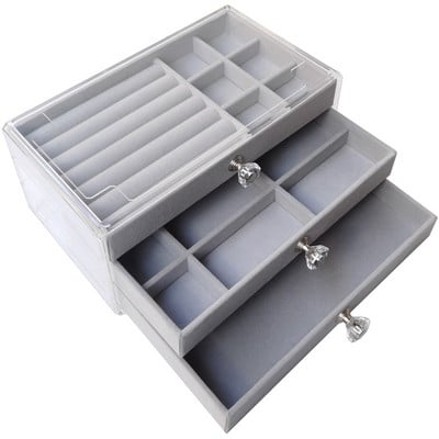 Skaidrus papuošalų dėžutės organizatorius akrilo vitrinos dėklas 45 tinklelio auskarai juvelyras moterims žiedų karolių laikymo dėžutė