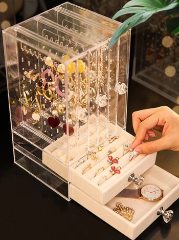 Luxury Jewelry Organizer Κρεμαστά σκουλαρίκια βιτρίνας Κολιέ Βελούδινο Ακρυλικό Διαφανές Αποθήκευση Θήκη κοσμημάτων Μαλλιά Αδέσποτα Παιδιά