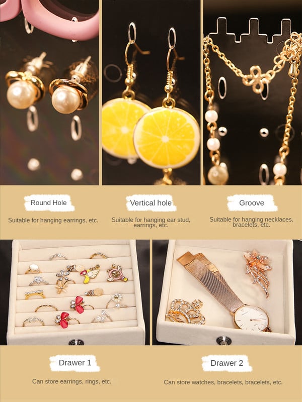 Luxus ékszer rendszerező lógó kijelző fülbevaló nyaklánc bársony akril átlátszó tároló ékszertartó haj kóbor gyerekek