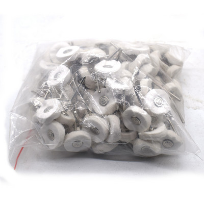 100 DB Sárga fehér szövet kerékkefe 6X 22 mm-es forgó, kerek polírozó polírozó szerszám Dremelhez