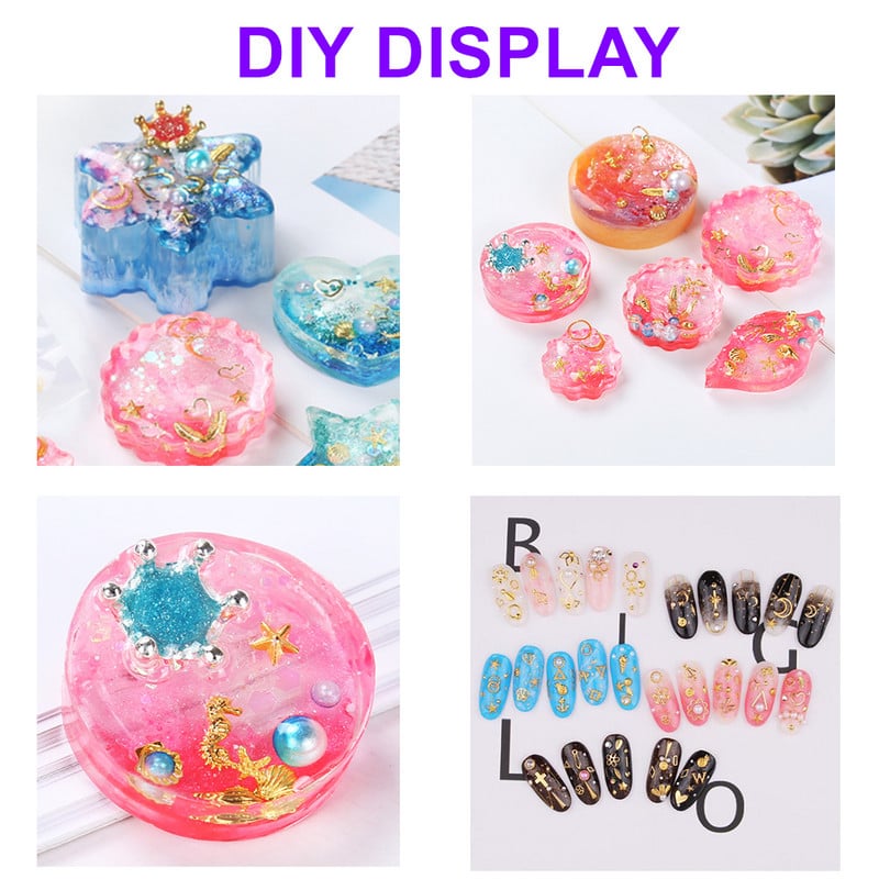 3D Mix Mini fém epoxigyanta tömések Gear Star Moon Nail Art keret Dekor töltőanyag kiegészítők barkácsolás UV kézműves ékszerkészítéshez