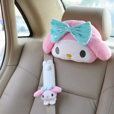 Aranyos puha rózsaszín púder lány szív Merlot Rabbit plüss autós fejtámla Marshmallow nyakpárna
