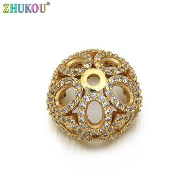 14*11mm kiváló minőségű sárgaréz cirkónia korona bojtsapkák barkács ékszerlelet kiegészítők, furat: 1,8 mm, modell: VM24