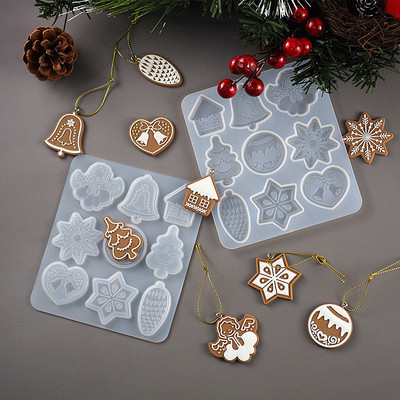 DIY Crystal Epoxy Resin Mold Χριστουγεννιάτικο Δέντρο Snowflake Elk Pendant Resin Mold Keychain Listing Κοσμήματα Καλούπι σιλικόνης για ρητίνη