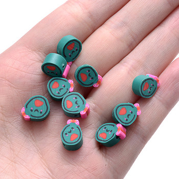 30 τμχ/παρτίδα Cute Smiley Face Beads Πράσινη Πολυμερής Πηλός Χάντρες Spacer Beads for Jewelry Making Diy Bracelet Collage αξεσουάρ