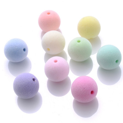 10pcs/lot 12mm 15mm Okrugle akrilne perle Boje slatkiša Okrugle pahuljaste labave razmaknice za izradu nakita DIY narukvica ogrlica