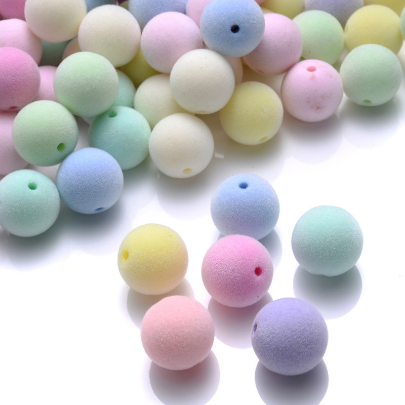 10pcs/lot 12mm 15mm Okrugle akrilne perle Boje slatkiša Okrugle pahuljaste labave razmaknice za izradu nakita DIY narukvica ogrlica