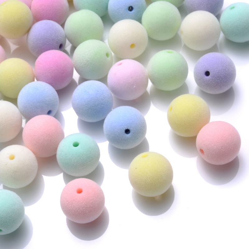 10pcs/lot 12mm 15mm Okrugle akrilne perle Boje slatkiša Okrugle pahuljaste labave razmaknice za izradu nakita DIY narukvica ogrlica