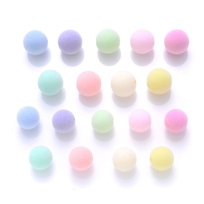 10pcs/lot 12mm 15mm Okrugle akrilne perle Boje slatkiša Okrugle pahuljaste labave razmaknice za izradu nakita DIY narukvica ogrlica