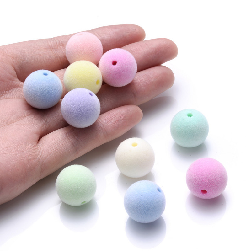 10pcs/lot 12mm 15mm Okrugle akrilne perle Boje slatkiša Okrugle pahuljaste labave razmaknice za izradu nakita DIY narukvica ogrlica