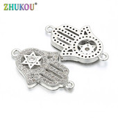 17 * 26 mm-es kézzel készített Micro Pave CZ zománcozott Hamsa kézi csatlakozók barkács ékszerleletekhez, Lyuk: 1,5 mm, Modell: VS97