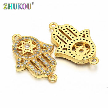 17*26mm Χειροποίητα Micro Pave CZ Enamel Crystal Hamsa Hand Connectors for Diy Jewelry Findings, Τρύπα: 1,5mm, Μοντέλο: VS97