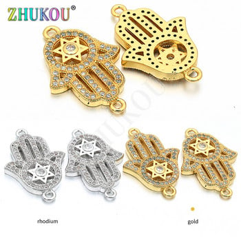 17*26mm Χειροποίητα Micro Pave CZ Enamel Crystal Hamsa Hand Connectors for Diy Jewelry Findings, Τρύπα: 1,5mm, Μοντέλο: VS97