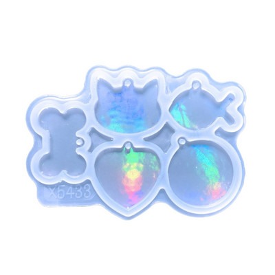 DIY holografikus házi kedvencek varázslatos szilikon forma fény és árnyék Szív csont macska állatcímkék medál kulcstartó kristály epoxigyanta forma