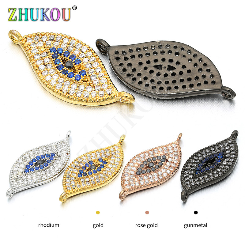 24*10mm kézzel készített szivárvány színű Evil Eyes Charms csatlakozók barkács ékszer karkötő nyaklánc készítés, furat: 1mm, modell: VS80