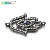 17 * 27 mm-es sárgaréz üreges Hamsa kéz gonosz szemű medálokkal csatlakozó barkács ékszerek készítéséhez, furat: 1,5 mm, modell: VS182