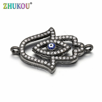17*27 mm месингова куха ръка Hamsa с конектор за висулки Evil Eyes за изработка на бижута „направи си сам“, отвор: 1,5 mm, модел: VS182