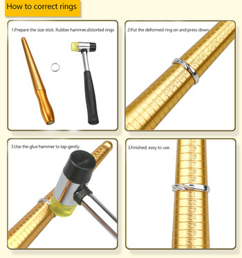 10 стила Пръстен за измервателна пръчка Метален уголемител Пръчка Дорник Дръжка Чукове Пръстен Размер Пръст за изработка на бижута Измервателни инструменти