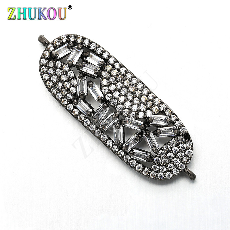 12 * 34 mm-es sárgaréz cirkónia gyöngy csatlakozók barkács ékszerleletekhez, furat: 1 mm, modell: VS218