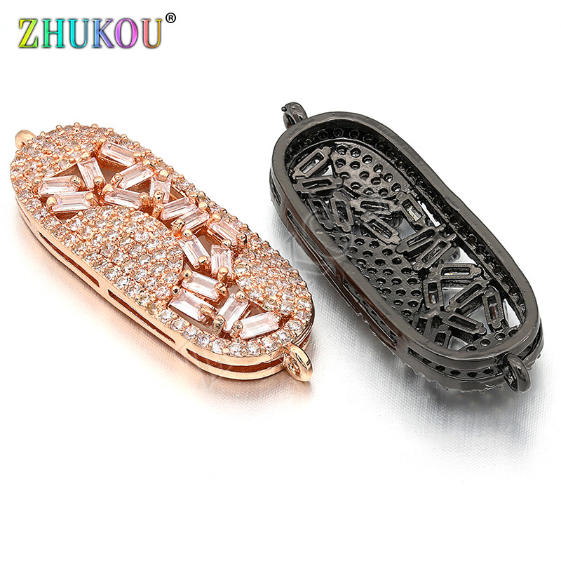 12 * 34 mm-es sárgaréz cirkónia gyöngy csatlakozók barkács ékszerleletekhez, furat: 1 mm, modell: VS218