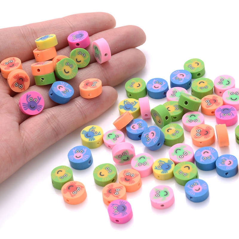 30/50/100db 10 mm-es kis állati polimer agyaggyöngyök A rák távtartó Laza gyöngyök ékszerkészítéshez barkácsolás karkötő nyaklánc kellékek