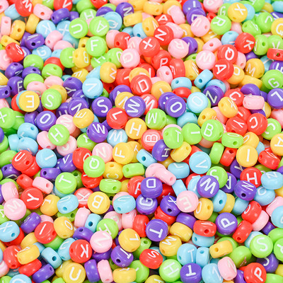 100 buc/lot margele acrilice cu litere albe, rotunde, plate, cu alfabet, margele distanțiere pentru realizarea de bijuterii, brățări artizanale
