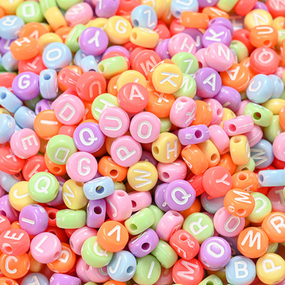 100 buc/lot margele acrilice cu litere albe, rotunde, plate, cu alfabet, margele distanțiere pentru realizarea de bijuterii, brățări artizanale