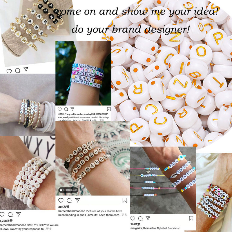 100 buc/lot margele acrilice cu litere albe, rotunde, plate, cu alfabet, margele distanțiere pentru realizarea de bijuterii, brățări artizanale
