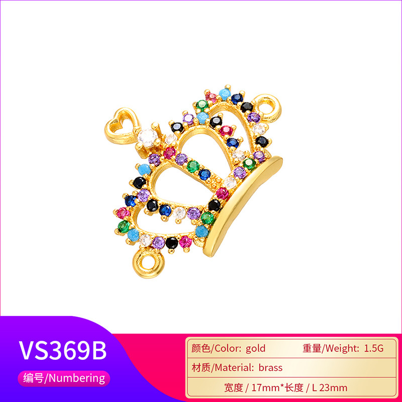 ZHUKOU 17x23mm Crown Candy Crystal Connector nyaklánc karkötő ékszer kiegészítők Gyártási modell:VS369