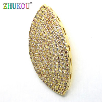 17*34mm BrassCubic Zirconia Placat cu aur Charms conectori, gaura: 1mm, model: VS227