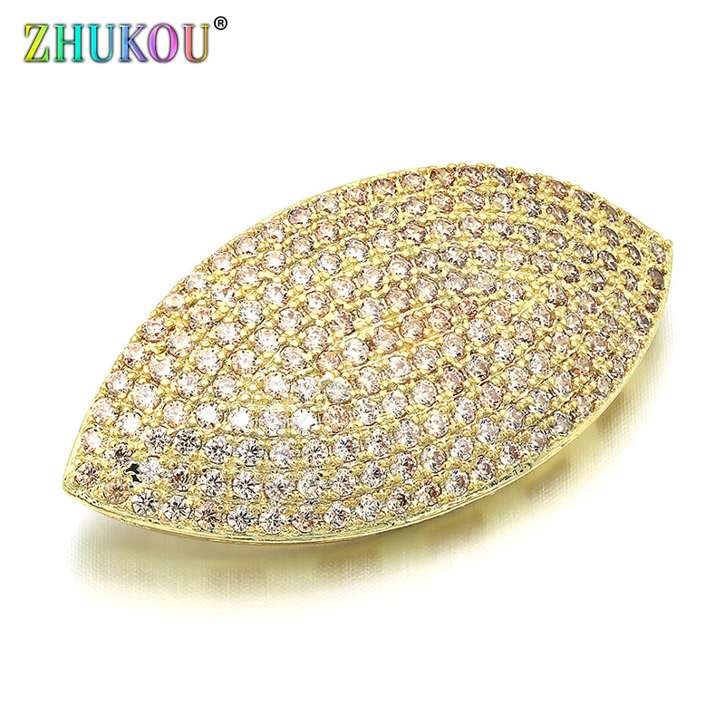 17*34mm BrassCubic Zirconia Placat cu aur Charms conectori, gaura: 1mm, model: VS227