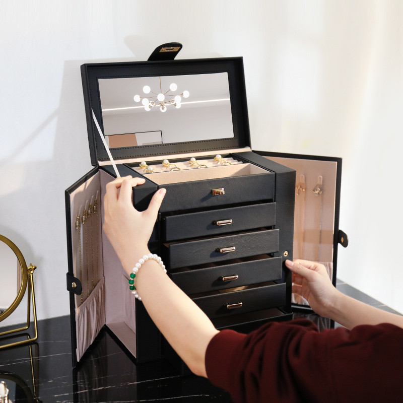 MEKISS papuošalų dėžutė Nauja aukščiausios klasės europietiško stiliaus didelės talpos papuošalų laikymo dėžutė Daugiasluoksnė dviguba drugelių dėžutė