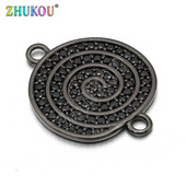 18 * 23 mm-es sárgaréz cirkónia kerek Charms csatlakozók barkács ékszerlelet kiegészítők, furat: 2 mm, modell: VS242