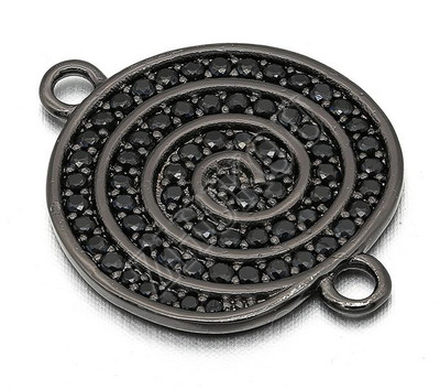 18 * 23 mm-es sárgaréz cirkónia kerek Charms csatlakozók barkács ékszerlelet kiegészítők, furat: 2 mm, modell: VS242