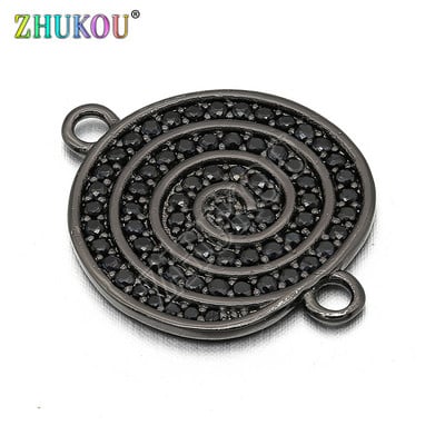 18 * 23 mm-es sárgaréz cirkónia kerek Charms csatlakozók barkács ékszerlelet kiegészítők, furat: 2 mm, modell: VS242