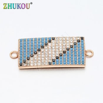 26mm*12mm Brass Cubic Zirconia Rectangle Connectors Κατασκευή κολιέ κοσμημάτων DIY, Μοντέλο: VS90