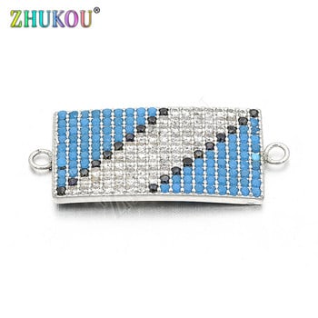 26mm*12mm Brass Cubic Zirconia Rectangle Connectors Κατασκευή κολιέ κοσμημάτων DIY, Μοντέλο: VS90