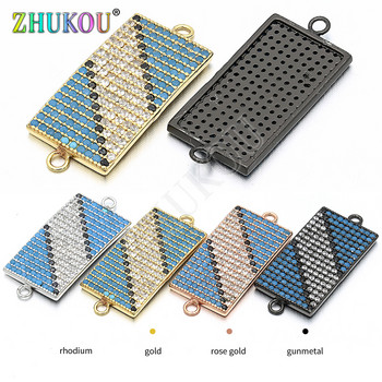 26mm*12mm Brass Cubic Zirconia Rectangle Connectors Κατασκευή κολιέ κοσμημάτων DIY, Μοντέλο: VS90