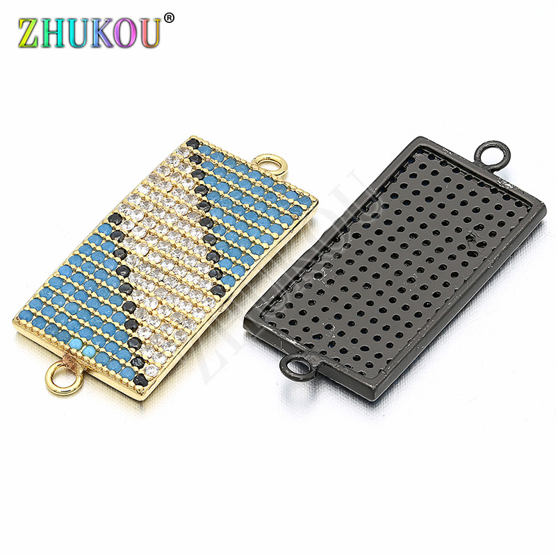 26mm*12mm sárgaréz cirkónia téglalap csatlakozók barkács ékszer karkötő nyaklánc készítés, modell: VS90
