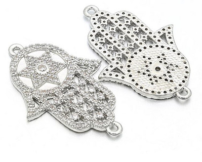 23*34 mm ručno rađene Micro Pave CZ emajlirane kristalne Hamsa ručne spojnice za diy nakit, rupa: 1,5 mm, model: VS98