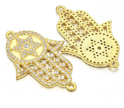 23*34 mm ručno rađene Micro Pave CZ emajlirane kristalne Hamsa ručne spojnice za diy nakit, rupa: 1,5 mm, model: VS98